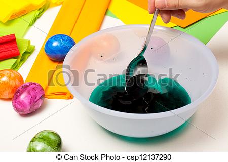 Stock Fotografien von flüssiglkeit, Farbe, Eier, löffel, grün.