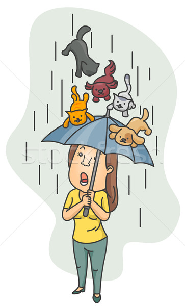Raining Cats and Dogs vector illustration © lenm (#499024.