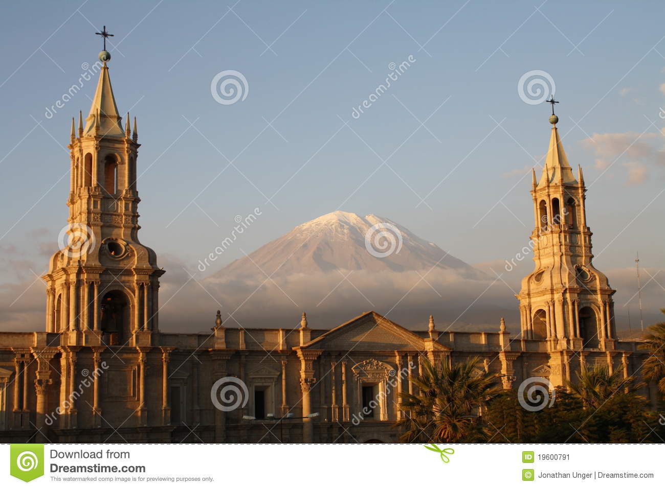 Plaza De Armas With El Misti Volcano, Arequipa Stock Image. Plaza De Armas With El Misti Volcano, Arequipa Stock Image.