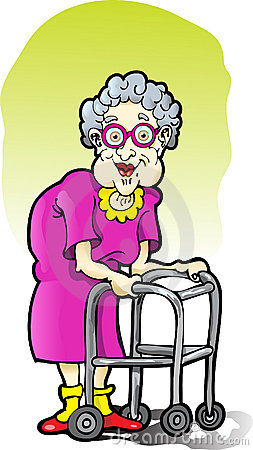 Old Lady With Walker Clipart.
