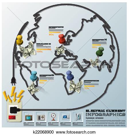 Clipart of Electric Current And Equipment Earth Wire Line Business.