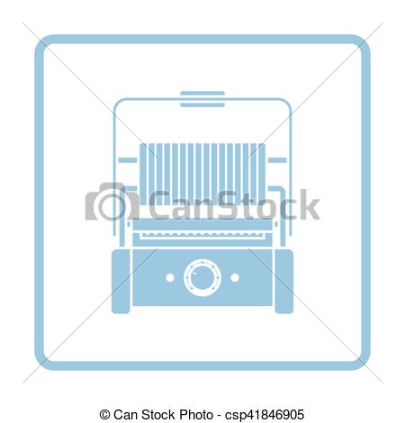Vector Clipart of Kitchen electric grill icon. Blue frame design.