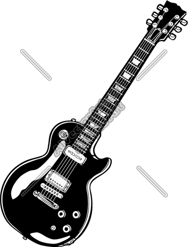 Electric Guitar Black And White Clipart.