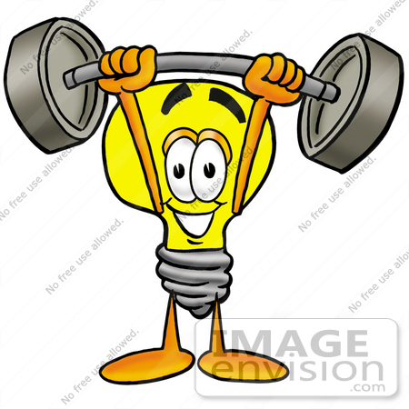 Clip Art Graphic of a Yellow Electric Lightbulb Cartoon Character.