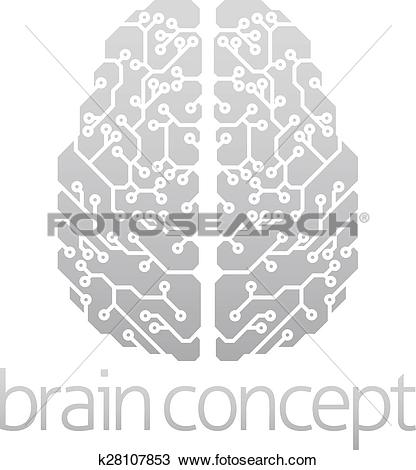 Clipart of Abstract electronic brain k28107853.