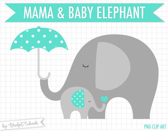 Elephant clip art Baby elephant clipart by MagicPixelsStudio.