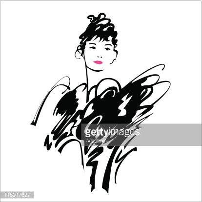 Fine lady in an elegant dress Clipart Image.