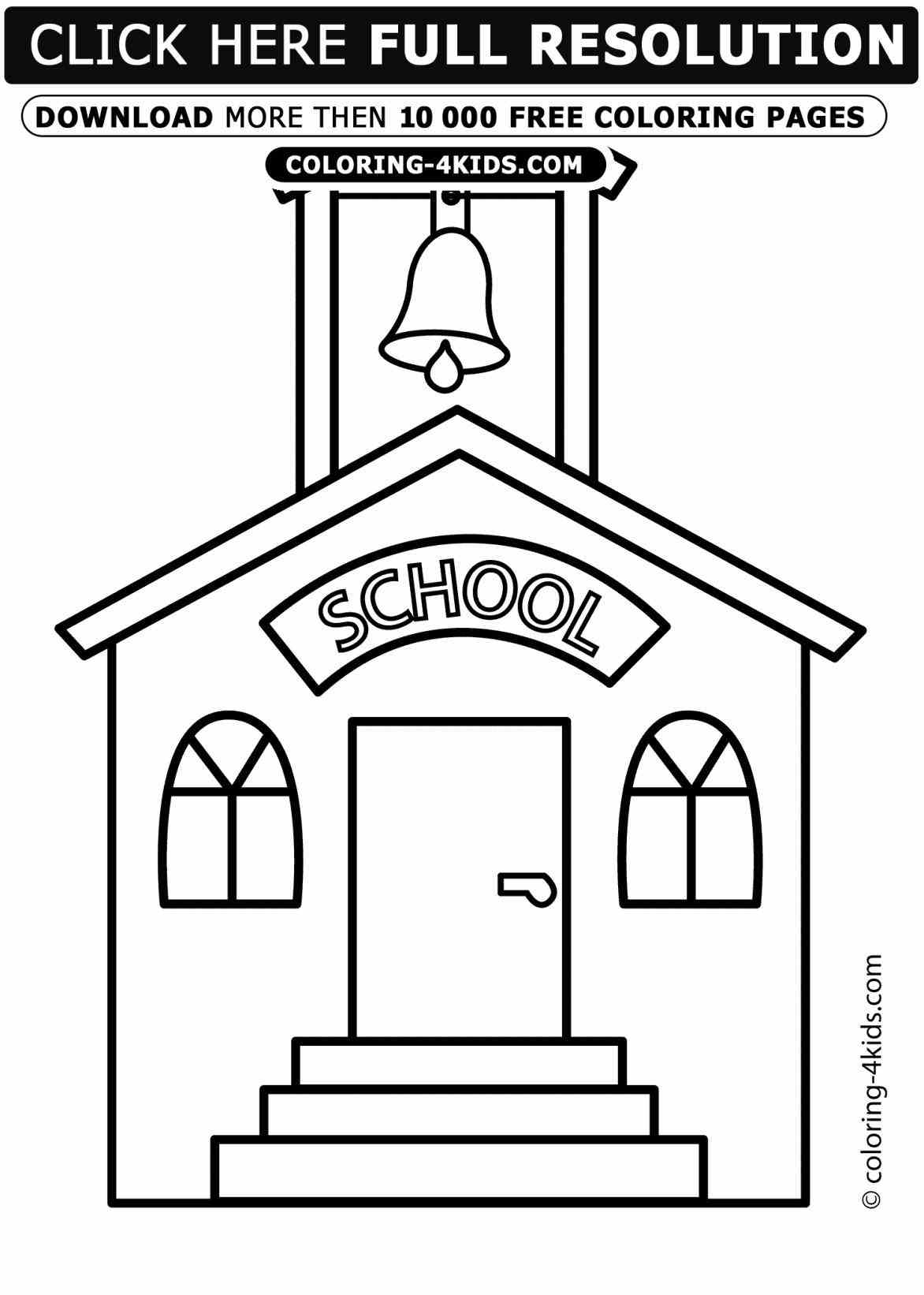 school building clipart black and white.