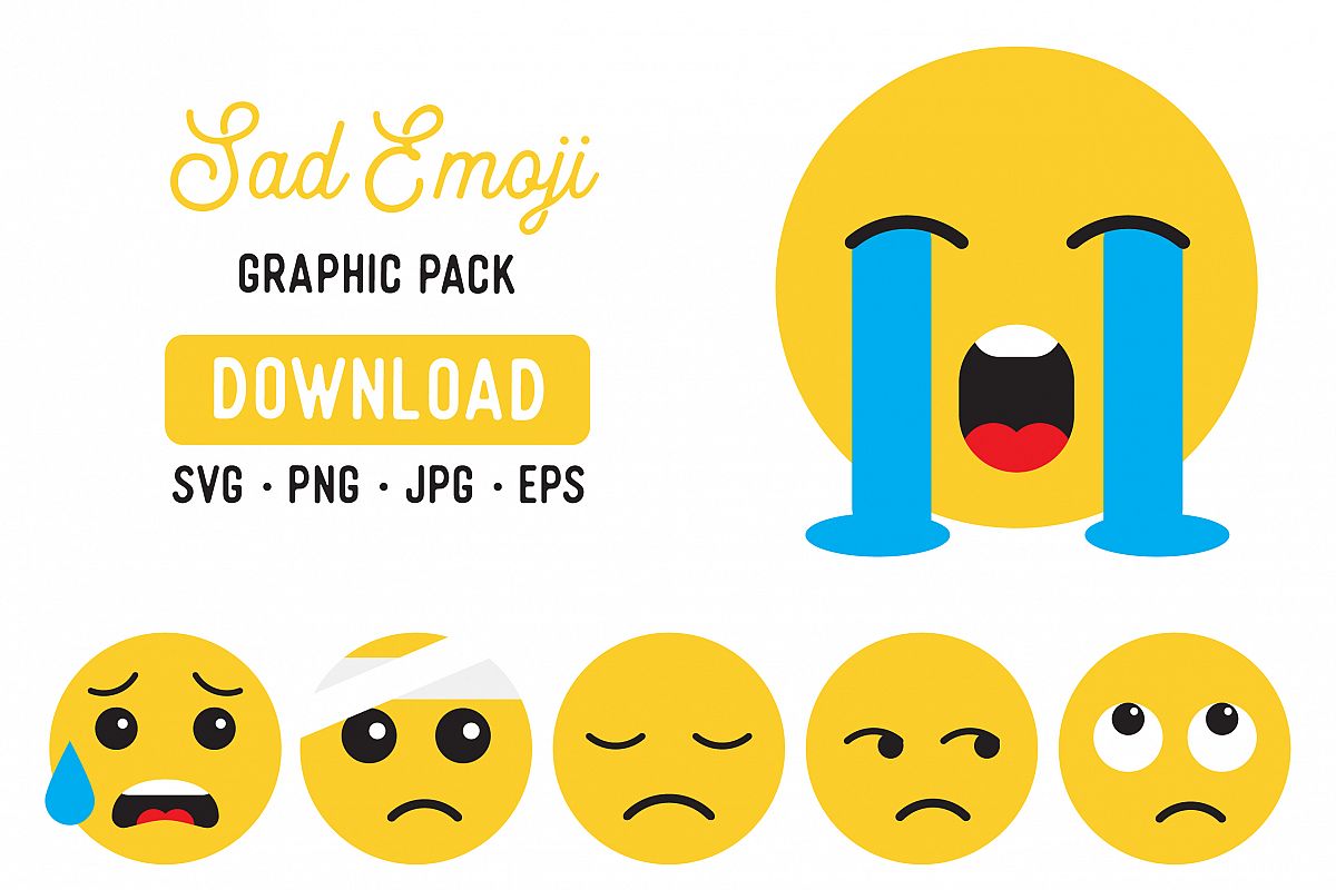 Sad Emoji Digital Clipart Pack.
