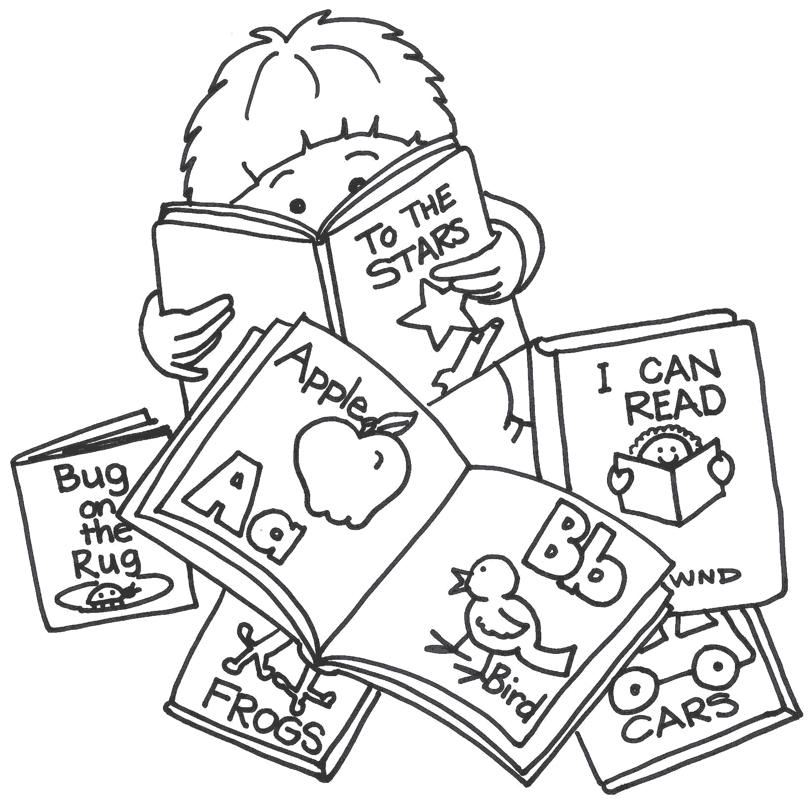 Kids Learning Reading Clipart.