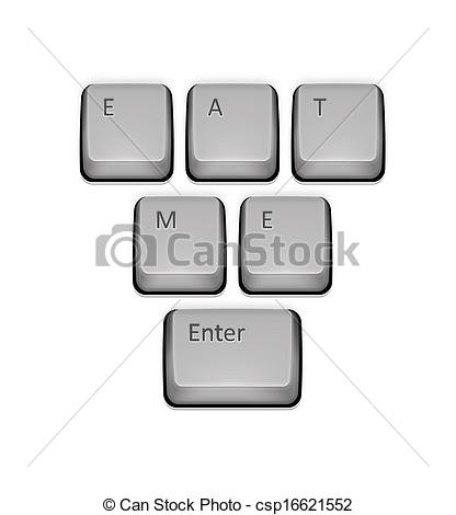 Clipart Vector of Phrase Eat Me on keyboard and enter key. Vector.