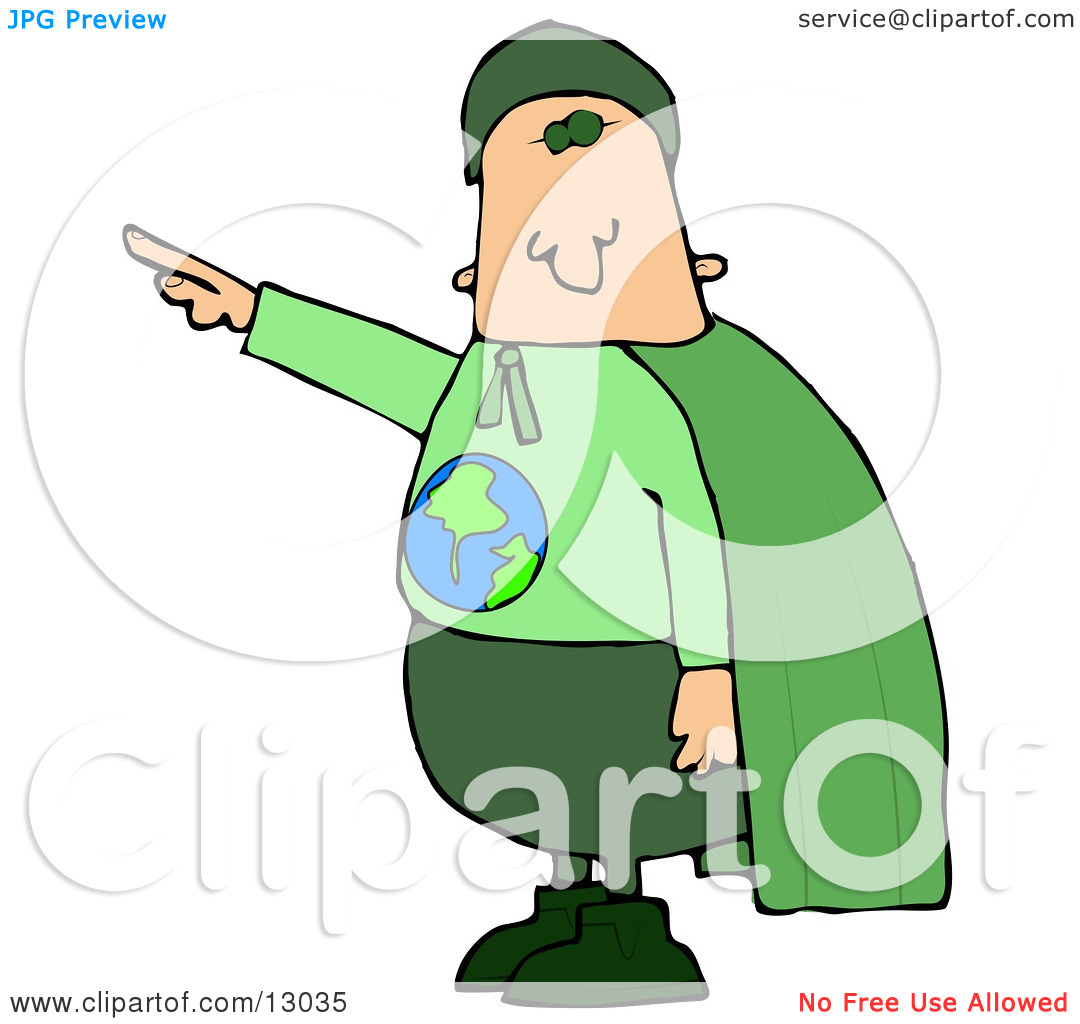 Environmentalist Man Wearing a Green Cape and Uniform With the.