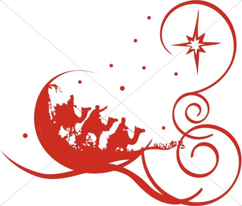 Decorative Red Epiphany Clipart.