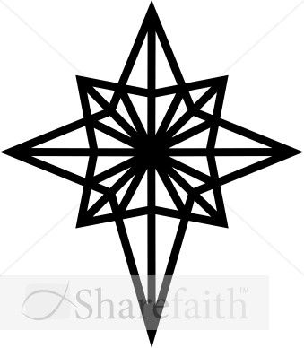 Black and White Epiphany Star Clipart.