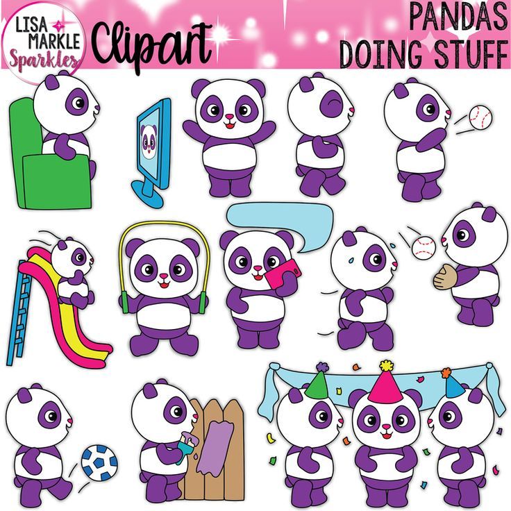 Panda Verb Clipart for VIPKID Gogokid Online ESL Teachers.