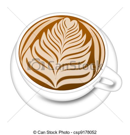 Clip Art of Cup of Latte Espresso Drink Illustration.