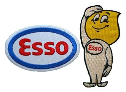 ESSO Man Fuel Petrol Oil Lubricant Gas Motor Car Auto Racing Motorsport  Clothing (Lot 2 pcs) Patch Sew Iron on Logo Embroidered Badge Sign Emblem.