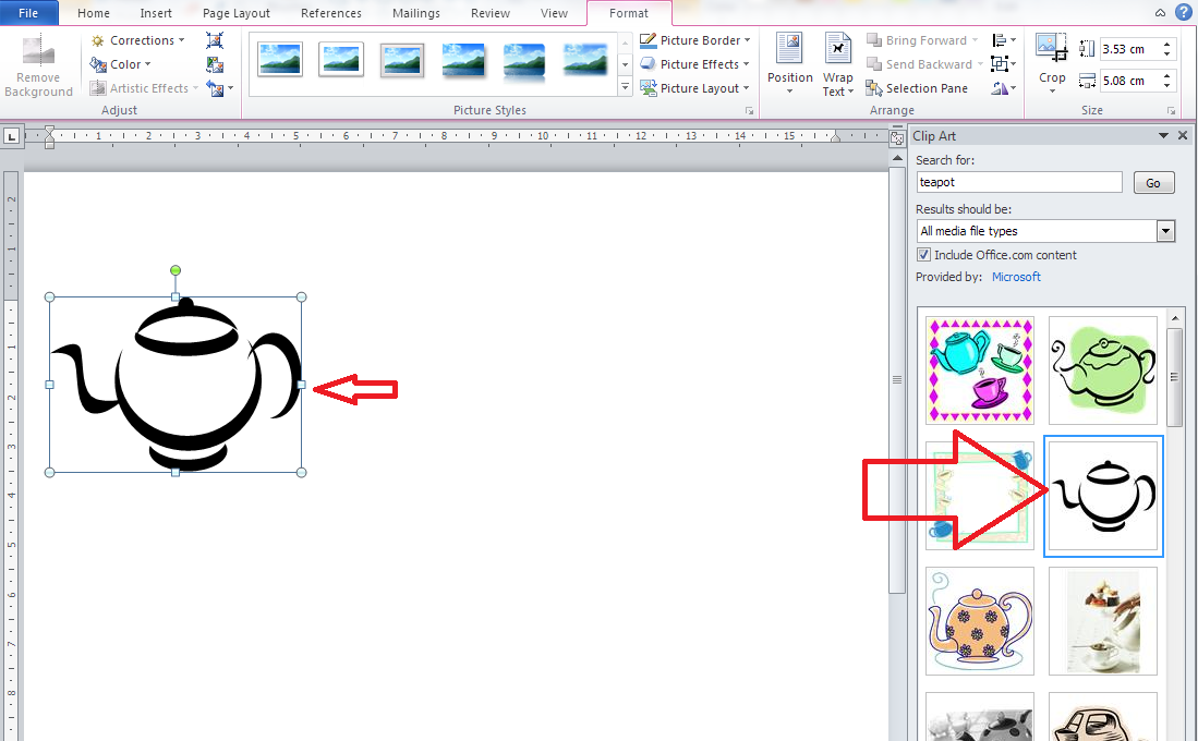 Donde esta clipart en word 2010.