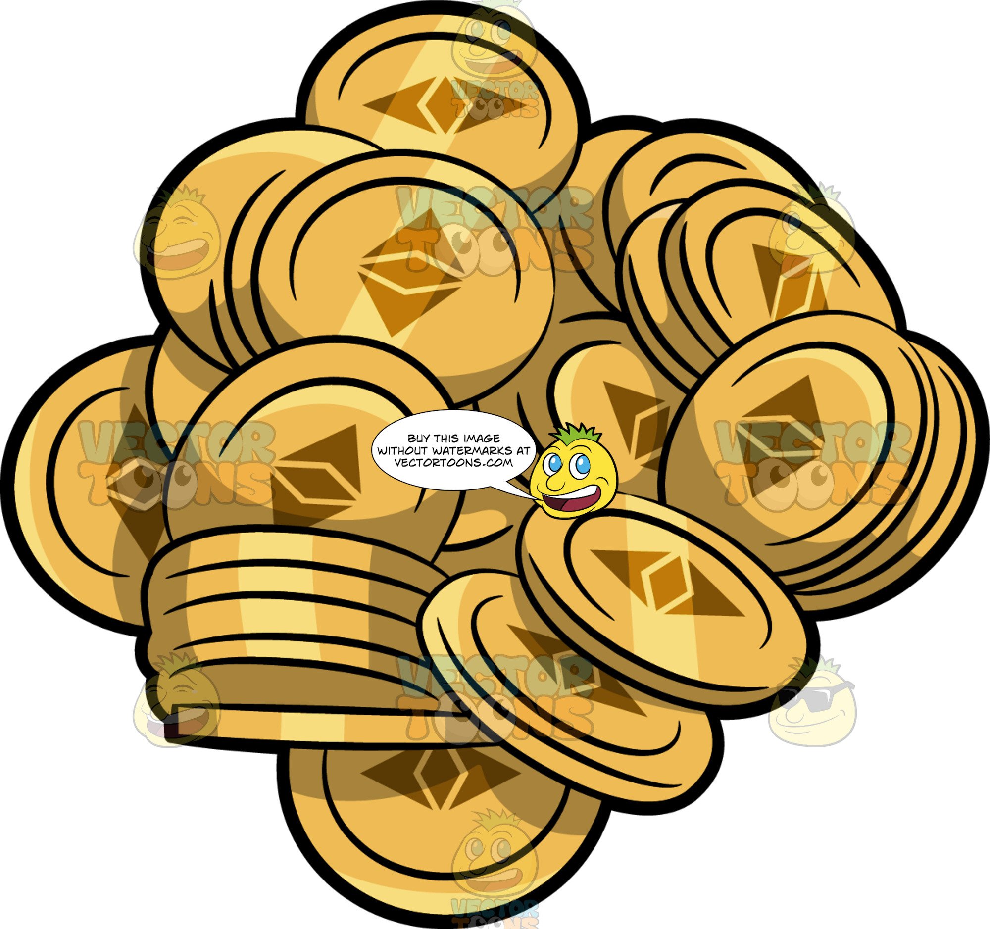 A Pile Of Ethereum Coins.