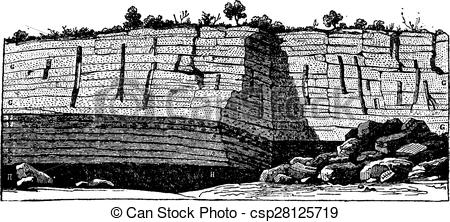 Vector Clip Art of Fossil trees found standing in the coal mines.