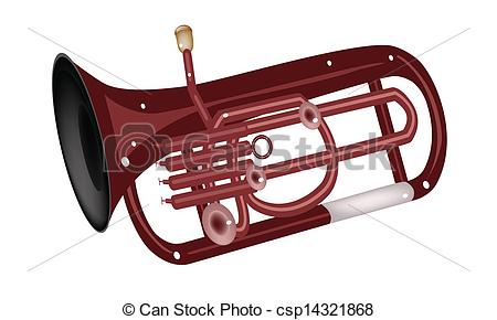 Clip Art Vector of A Musical Euphonium Isolated on White.