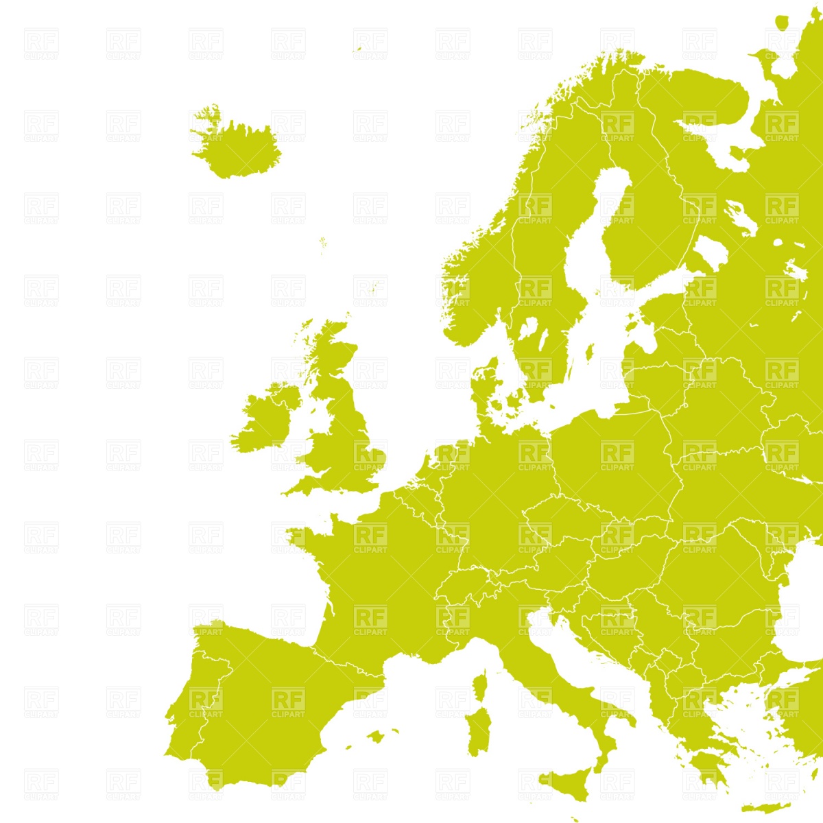 Map of Europe with borders Stock Vector Image.