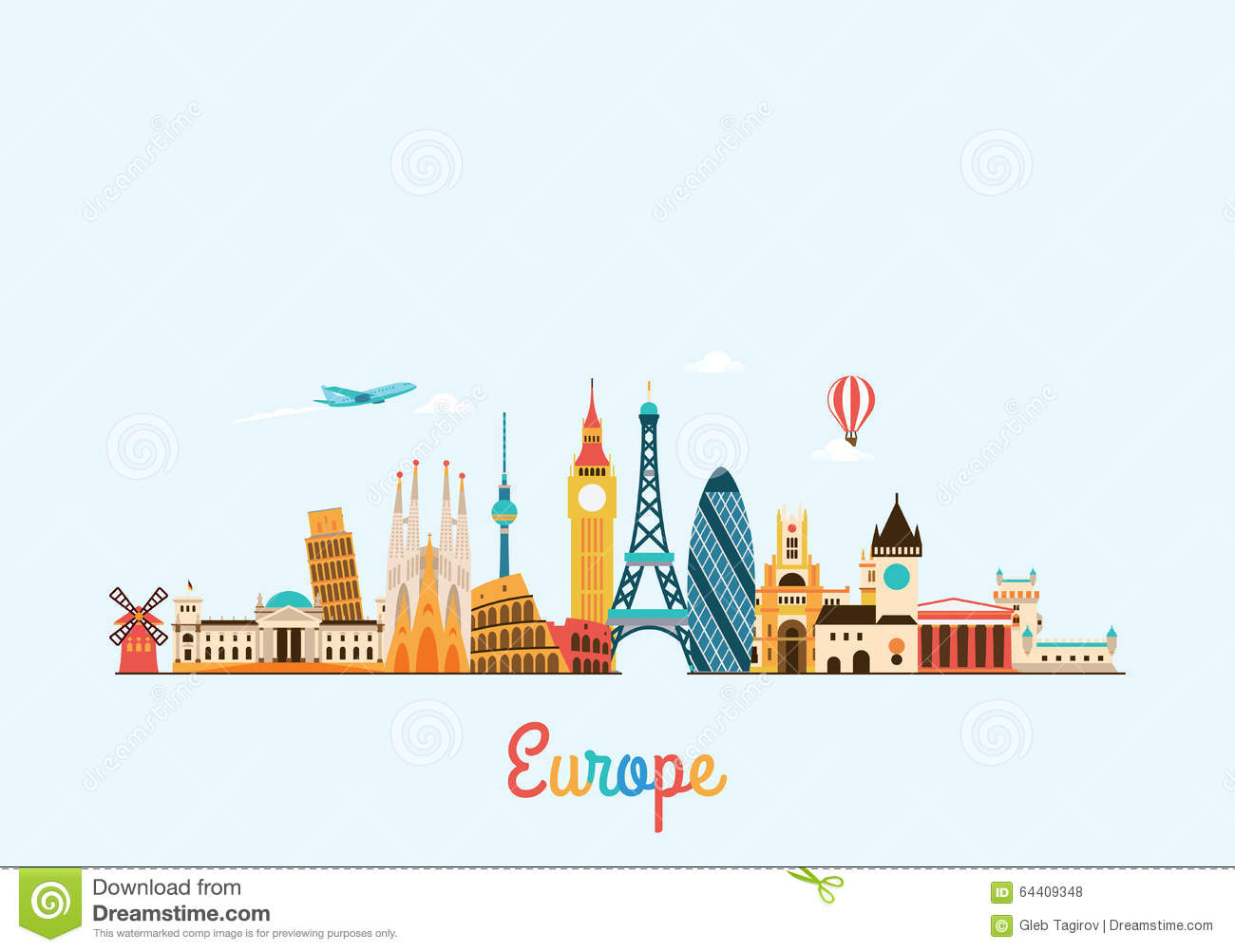 European travel clipart.