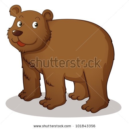 of a cartoon of a big brown bear in a vector clip art illustration.