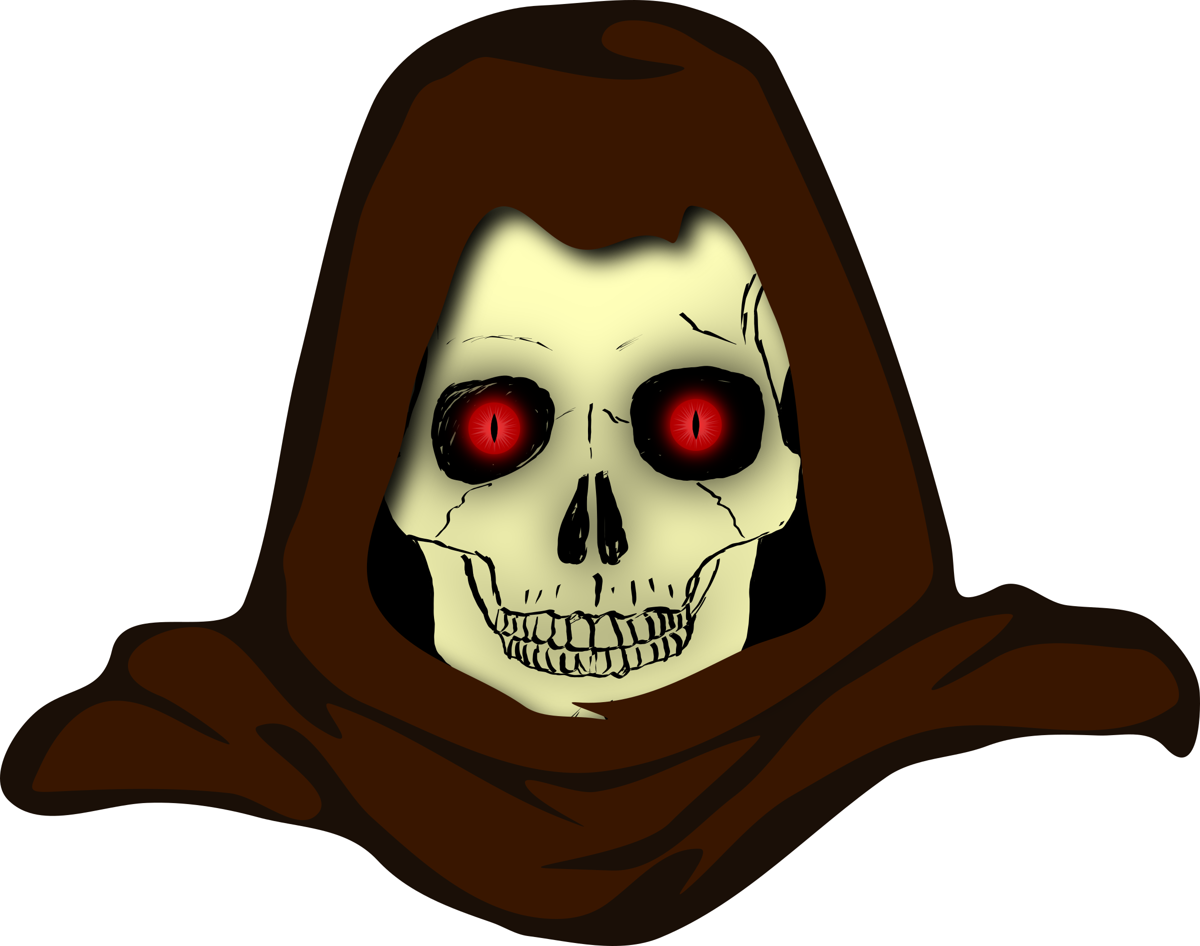 Evil Hooded Skull vector clipart image.
