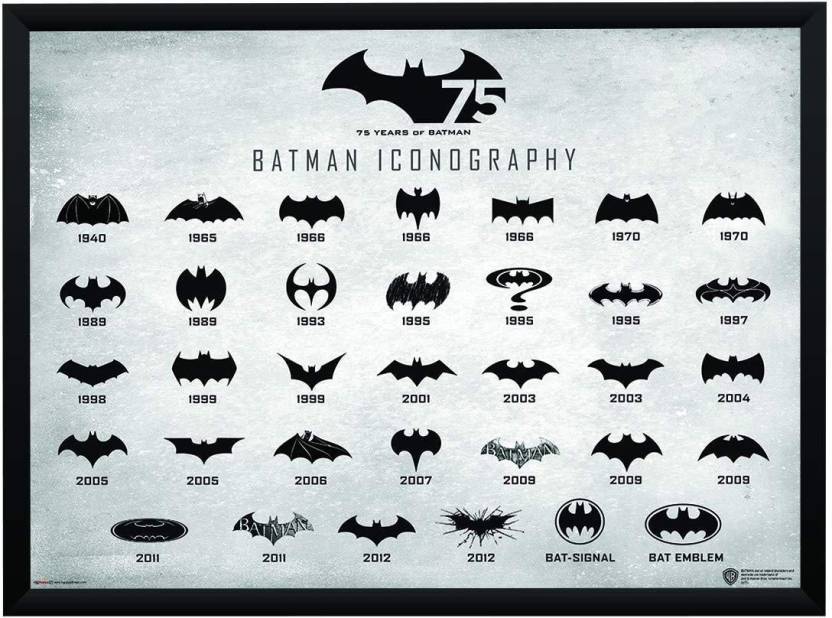 Batman Logo Evolution Poster A4 Frame Paper Print.
