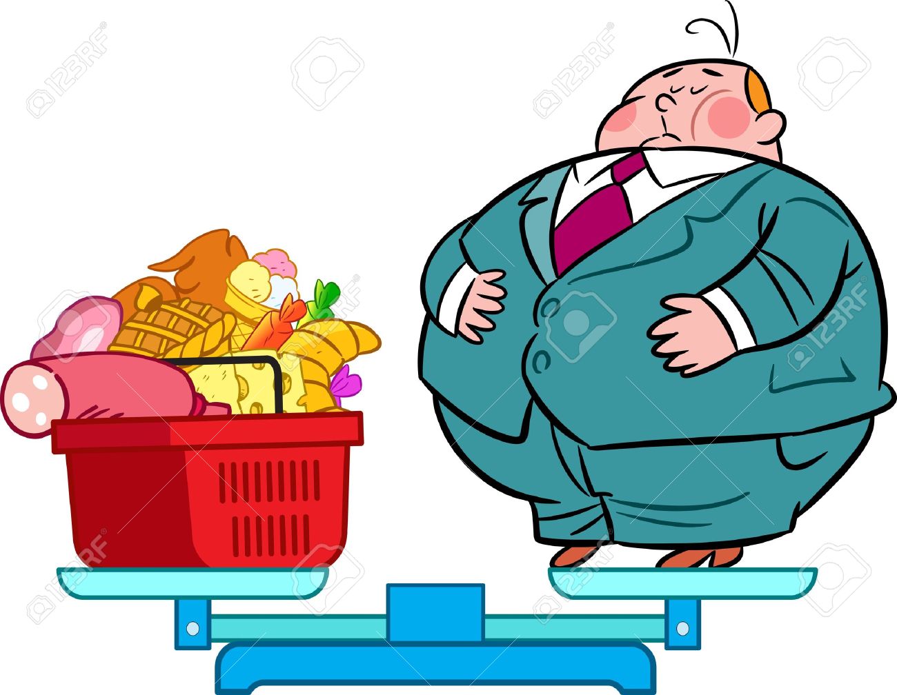 Free funny clipart of overweight people on scales.