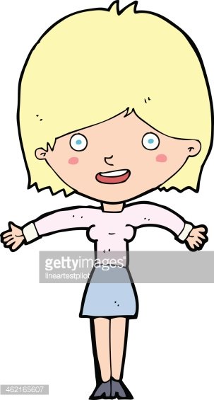 cartoon excited woman Clipart Image.