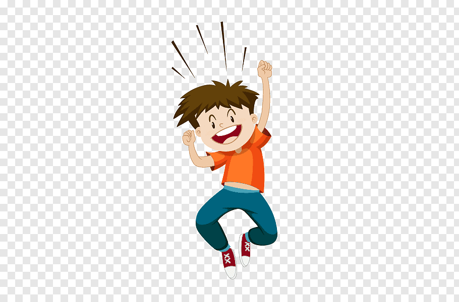 Boy jumps illustration, Cartoon Child Illustration, Excited.