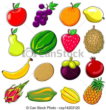 Exotic fruits clipart.