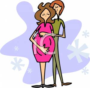 A_Colorful_Cartoon_Expectant_Couple_Royalty_Free_Clipart_Picture_100617.