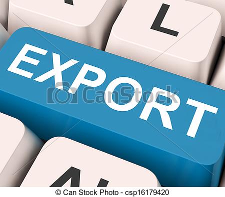 Clip Art of Export Key Means Sell Abroad Or Trade.