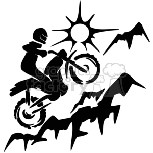 Mountain climbing with dirt bikes clipart. Royalty.