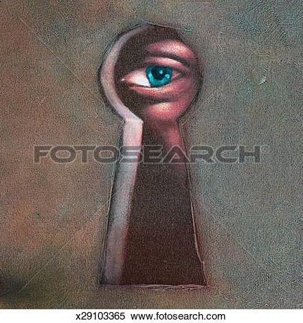 Stock Illustration of Eye in Keyhole x29103365.