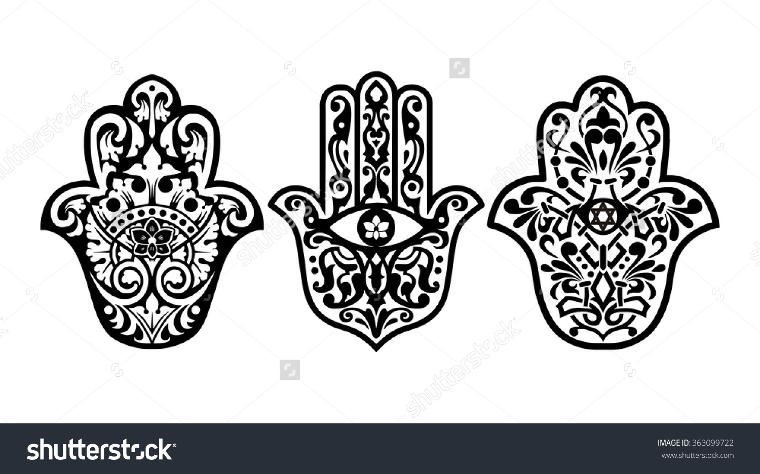 Hamsa Hand Hand Fatima Amulet Symbol Stock Vector 363099722.