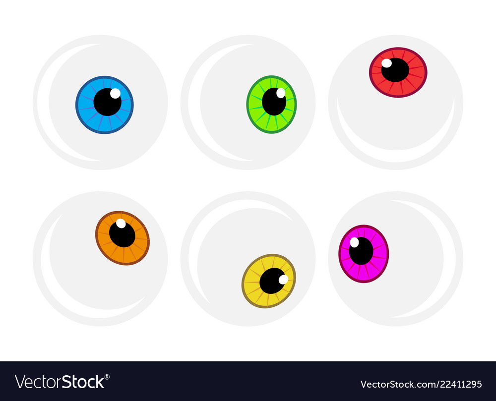 Halloween eyeball symbol set colorful cartoon.
