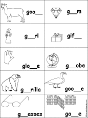 Letter G Alphabet Activities at EnchantedLearning.com.