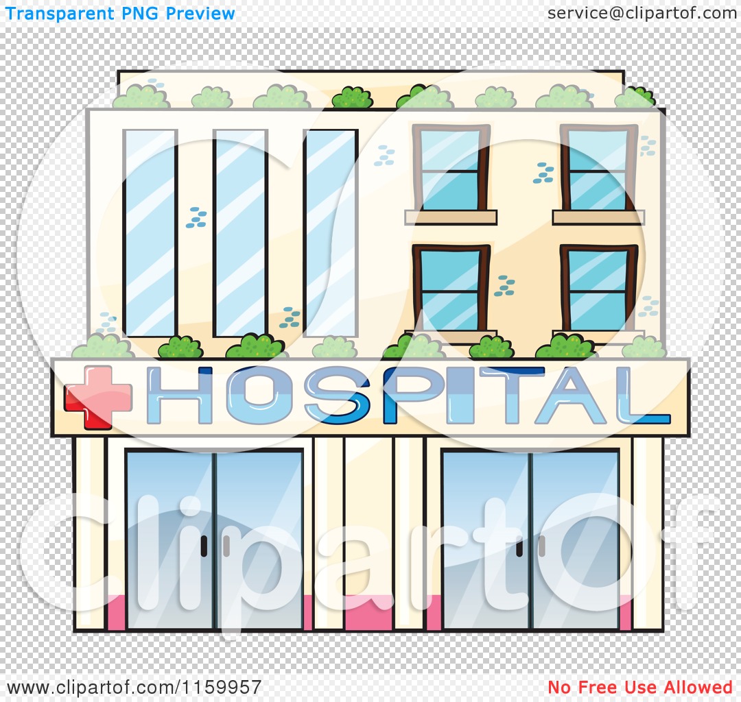 Cartoon of a Hospital Building Facade.