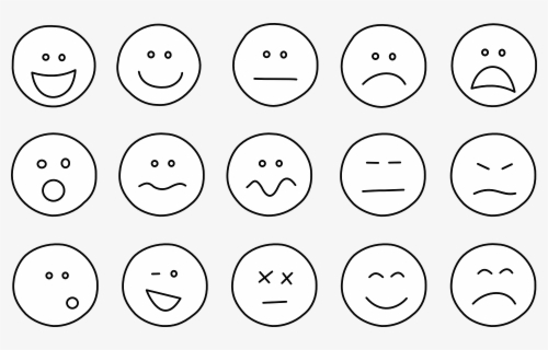 Free Happy Face Black And White Clip Art with No Background.