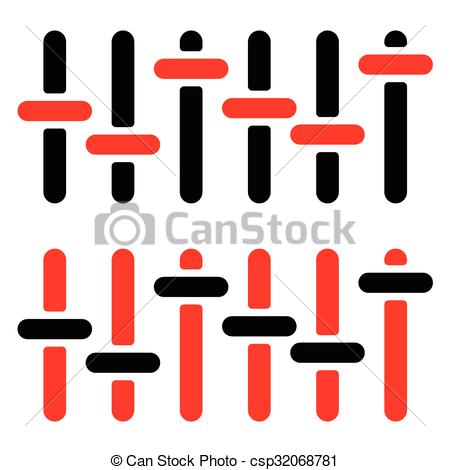 Vector of Red and black slider, adjuster, fader silhouettes on.