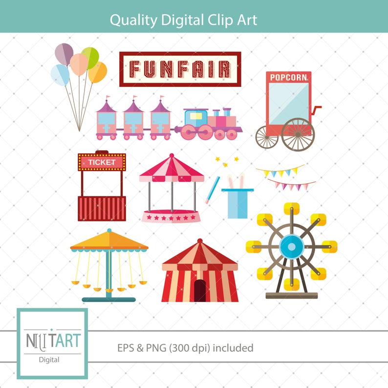 Fun fair clip art, state fair clipart, vector graphics, fair rides clipart,  digital clip art, digital images.