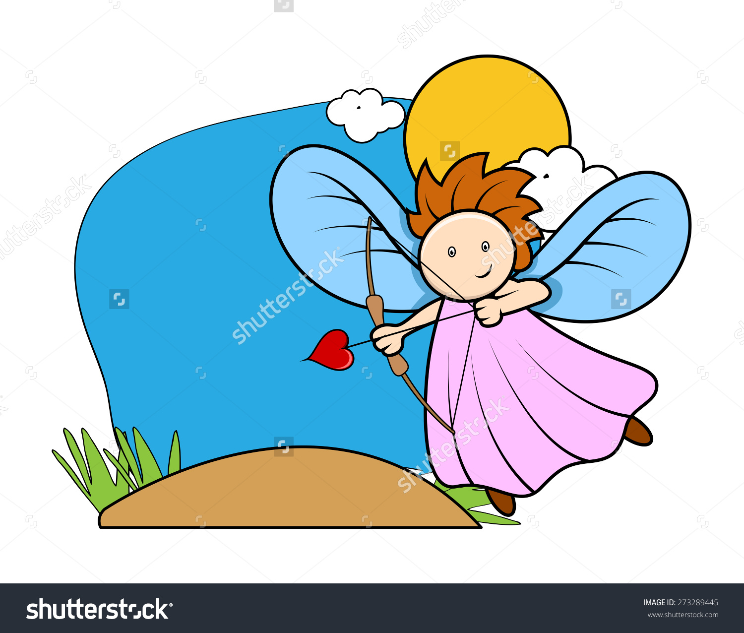 Cartoon Fairy Cupid Girl Target Bow Stock Vector 273289445.