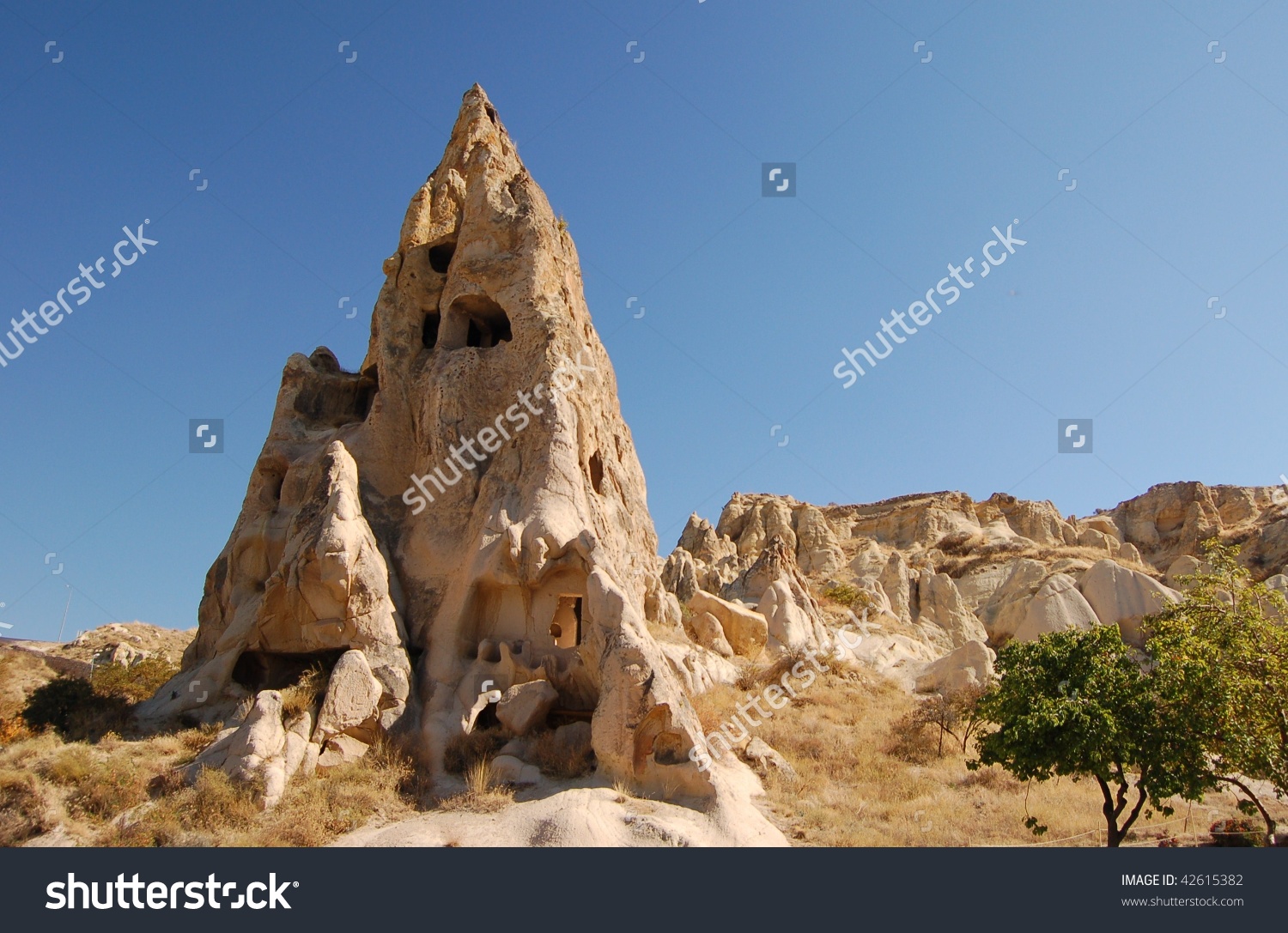 Fairy Chimneys, Rose Valley, Cappadocia, Turkey Stock Photo.