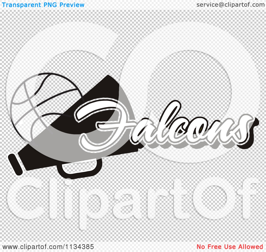 Clipart Of A Black And White Falcons Basketball Cheerleader Design.