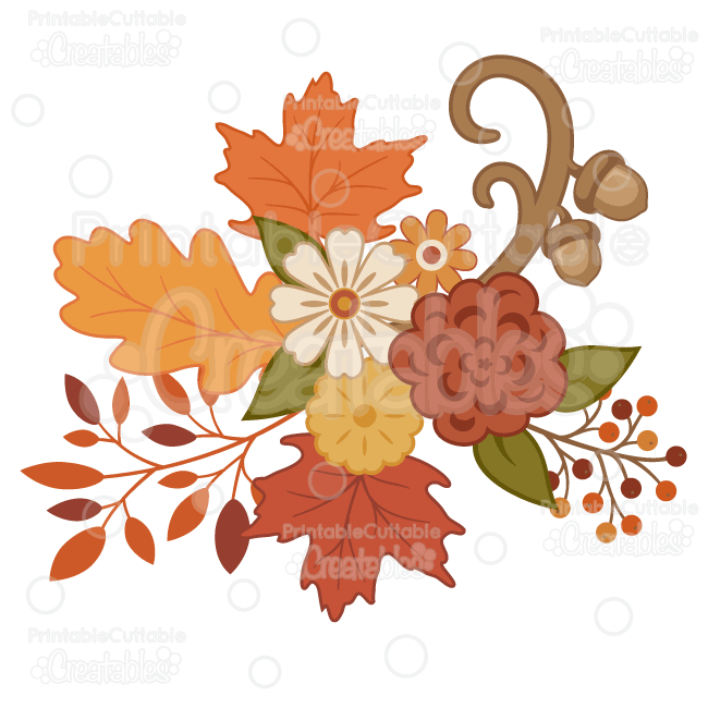 Pretty Autumn Flowers SVG Cutting Files & Clipart.