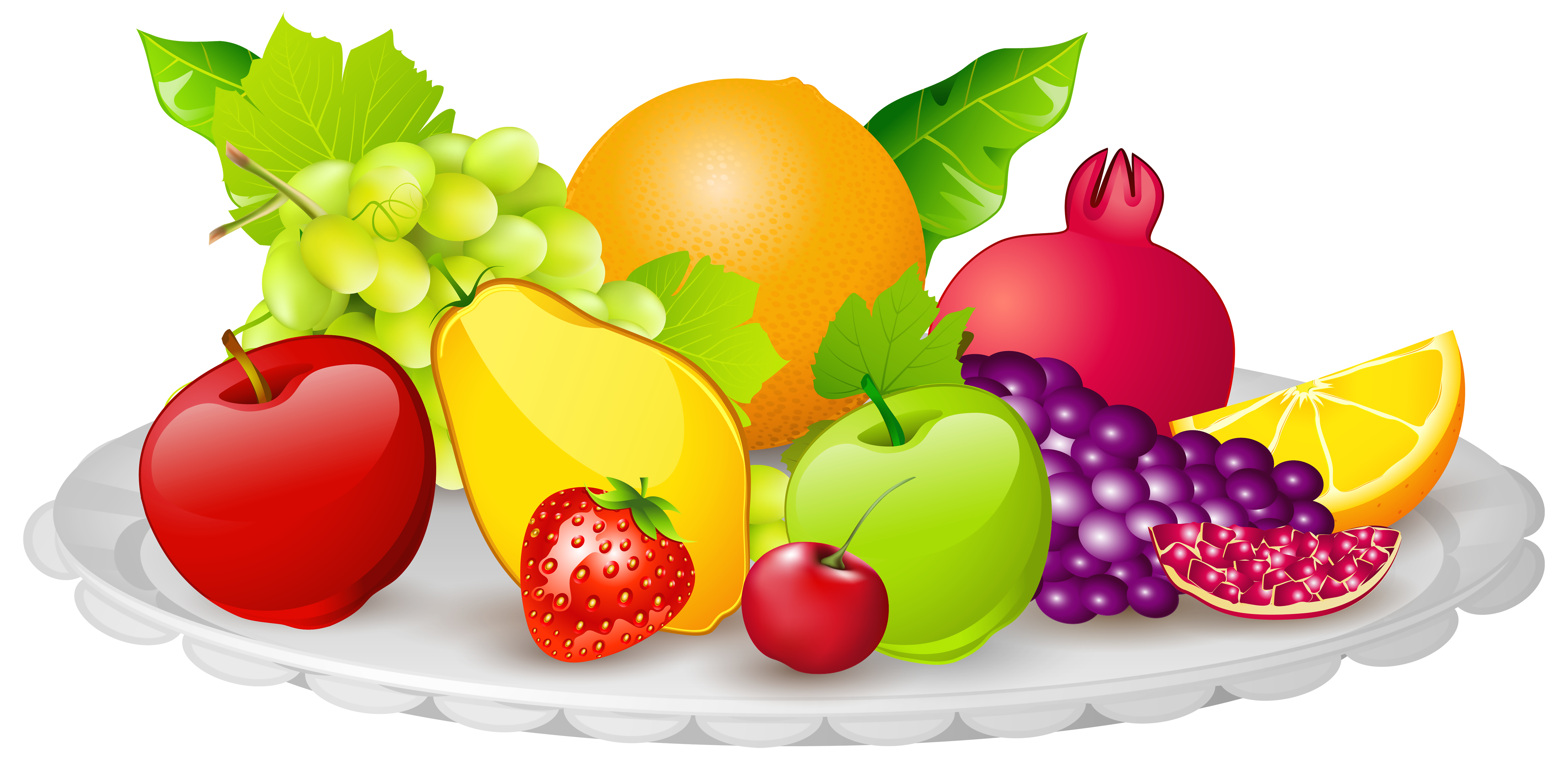 Plate with Fruits PNG Clipart Image.